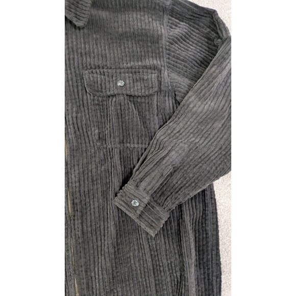 Vibes Mens Corduroy Zip-Up Jacket XL Black Shacket Skater Grunge Shirt - Picture 6 of 9